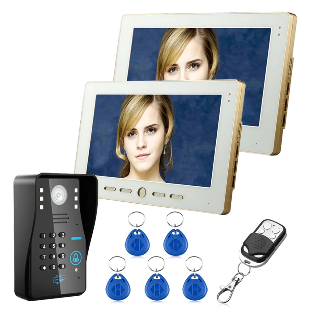 2 Monitor 10.1" TFT RFID Password Video Door Phone Doorbell Intercom System With IR Camera Remote Access Control System
2 Monitor 10.1" TFT RFID Password Video Door Phone Doorbell Intercom System With IR Camera Remote Access Control System