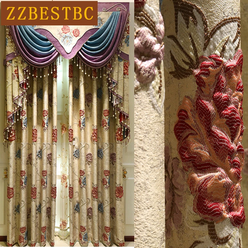 European and American luxury 3D jacquard curtains for high quality blackout villa curtains for living room custom curtains
European and American luxury 3D jacquard curtains for high quality blackout villa curtains for living room custom curtains