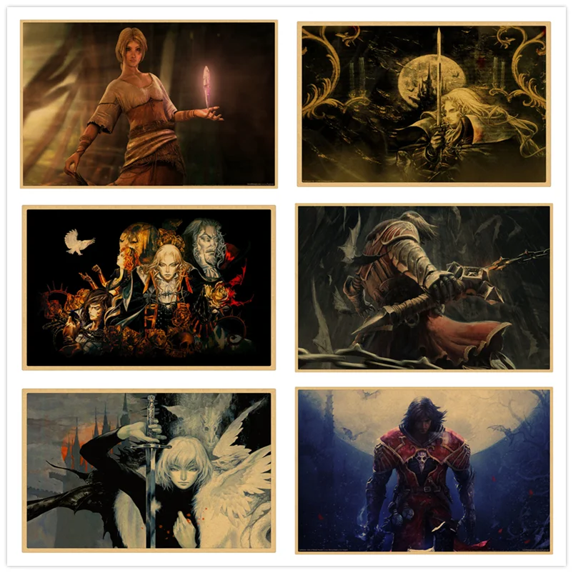 Ретро постер Castlevania Of Shadow Art из крафт бумаги домашний декор 30*21 см|Наклейки на