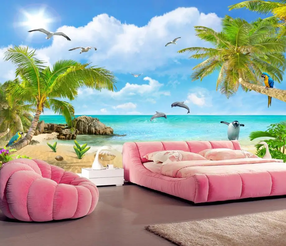 Custom home improvement 3D wall paper mural Coconut Tree Beach 3d wallpaper living room TV backdrop soundproof wallpaper
Custom home improvement 3D wall paper mural Coconut Tree Beach 3d wallpaper living room TV backdrop soundproof wallpaper