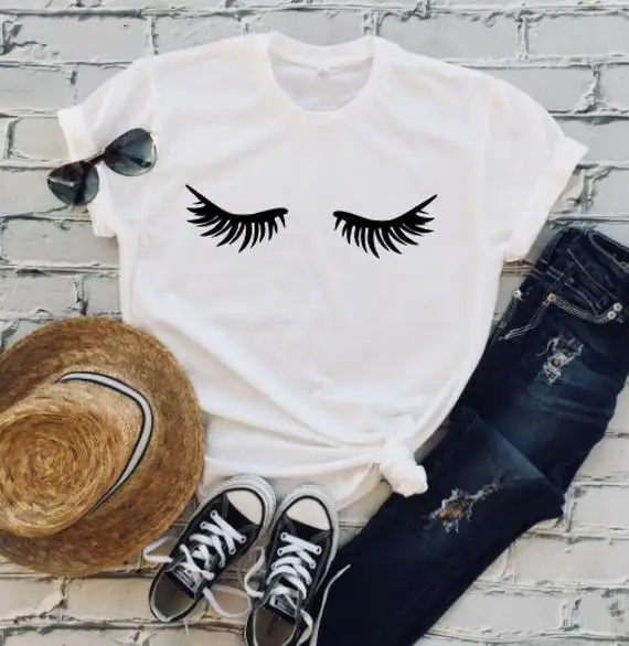 OKOUFEN Eyelashes Print T-shirt Casual Short Sleeve Summer Women Top Cute Harajuku Tumblr Female Femme T Shirt soft youth tees
OKOUFEN Eyelashes Print T-shirt Casual Short Sleeve Summer Women Top Cute Harajuku Tumblr Female Femme T Shirt soft youth tees