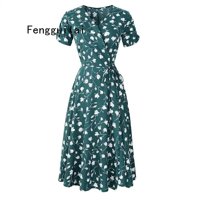 2019 New Summer Print Floral Dress Women V Neck Short Sleeves Chiffon Bohemian Dresses Beach Midi Female Wrap Long Dress
2019 New Summer Print Floral Dress Women V Neck Short Sleeves Chiffon Bohemian Dresses Beach Midi Female Wrap Long Dress