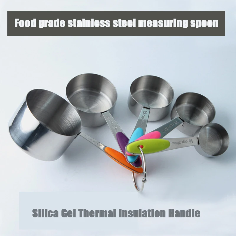 Stainless steel measuring cup measuring spoon measuring spoon five sets of baking tools
Stainless steel measuring cup measuring spoon measuring spoon five sets of baking tools