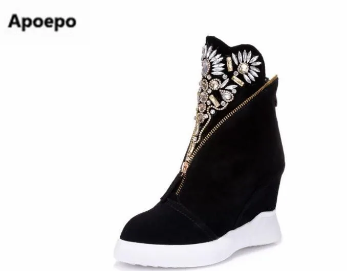 Selling brand design women shoes bling bling crystal black 7 cm high heels shoes women sneakers height increasing ankle boots
Selling brand design women shoes bling bling crystal black 7 cm high heels shoes women sneakers height increasing ankle boots