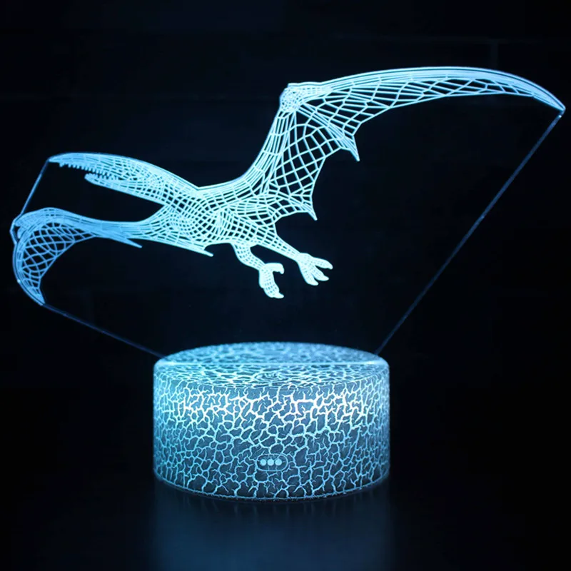 Динозавр Юрского периода Птерозавр 3D Светодиодная лампа Летающий светится в