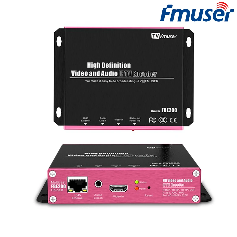 FMUSER FBE200 H.264 LAN IPTV видео кодировщик SRT RTMPS HLS M3U8 1080P HD To IP для прямой трансляции Facebook