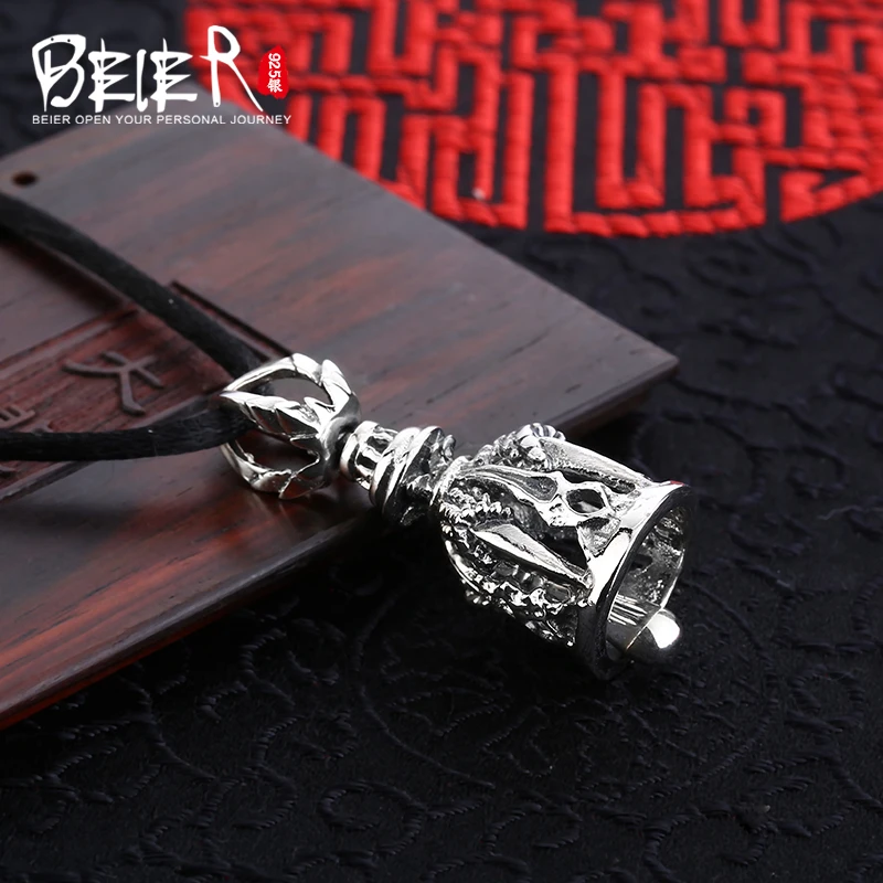 Free give black rope Beier sterling exquisite bell pendant necklace fashion Jewelry unisex gift A1143