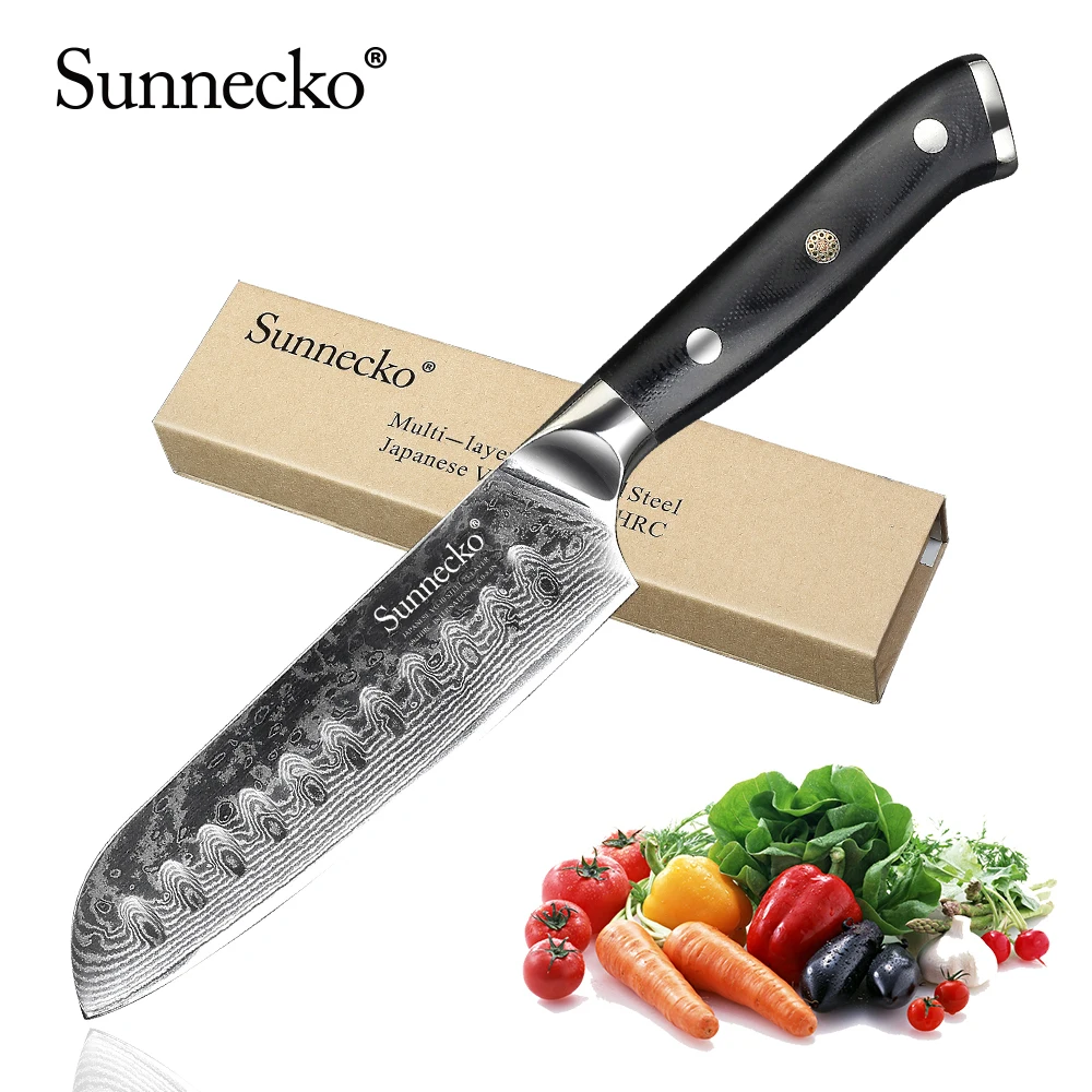 SUNNECKO Professional 5 inch Santoku Knives Damascus Steel Japanese VG10 Blade Kitchen Knives G10 Handle Sharp Meat Cutter Knife
SUNNECKO Professional 5 inch Santoku Knives Damascus Steel Japanese VG10 Blade Kitchen Knives G10 Handle Sharp Meat Cutter Knife