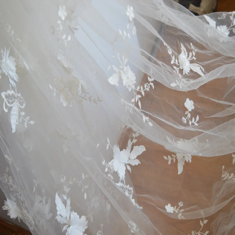 165cm Width-(1Yard/lot)White Mesh 3D Flower Embroidery DIY Lace Trim for Garments and Wedding Decoration-20163204
165cm Width-(1Yard/lot)White Mesh 3D Flower Embroidery DIY Lace Trim for Garments and Wedding Decoration-20163204