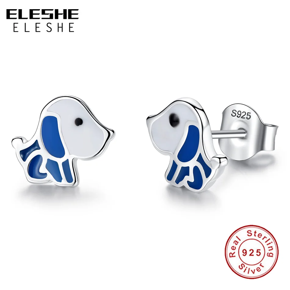 ELESHE Real 925 Sterling Silver Lovely Blue Enamal Puppy Dog Stud Earring For Women Jewelry Girls Children Fashion Accessories
ELESHE Real 925 Sterling Silver Lovely Blue Enamal Puppy Dog Stud Earring For Women Jewelry Girls Children Fashion Accessories