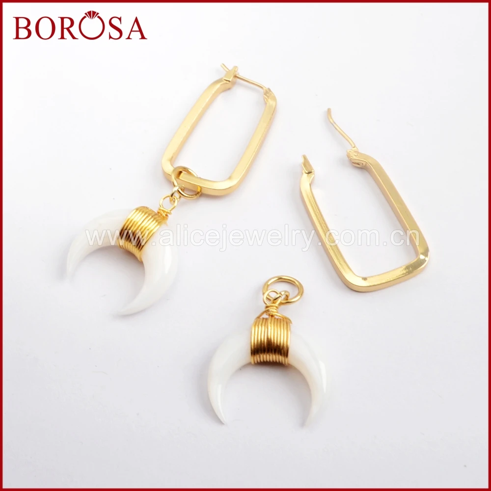BOROSA 5Pairs Gold Color Natural White Shell Rectangle Drop Earring Jewelry, New Natural Shell Charm Earring for Women G1591
BOROSA 5Pairs Gold Color Natural White Shell Rectangle Drop Earring Jewelry, New Natural Shell Charm Earring for Women G1591
