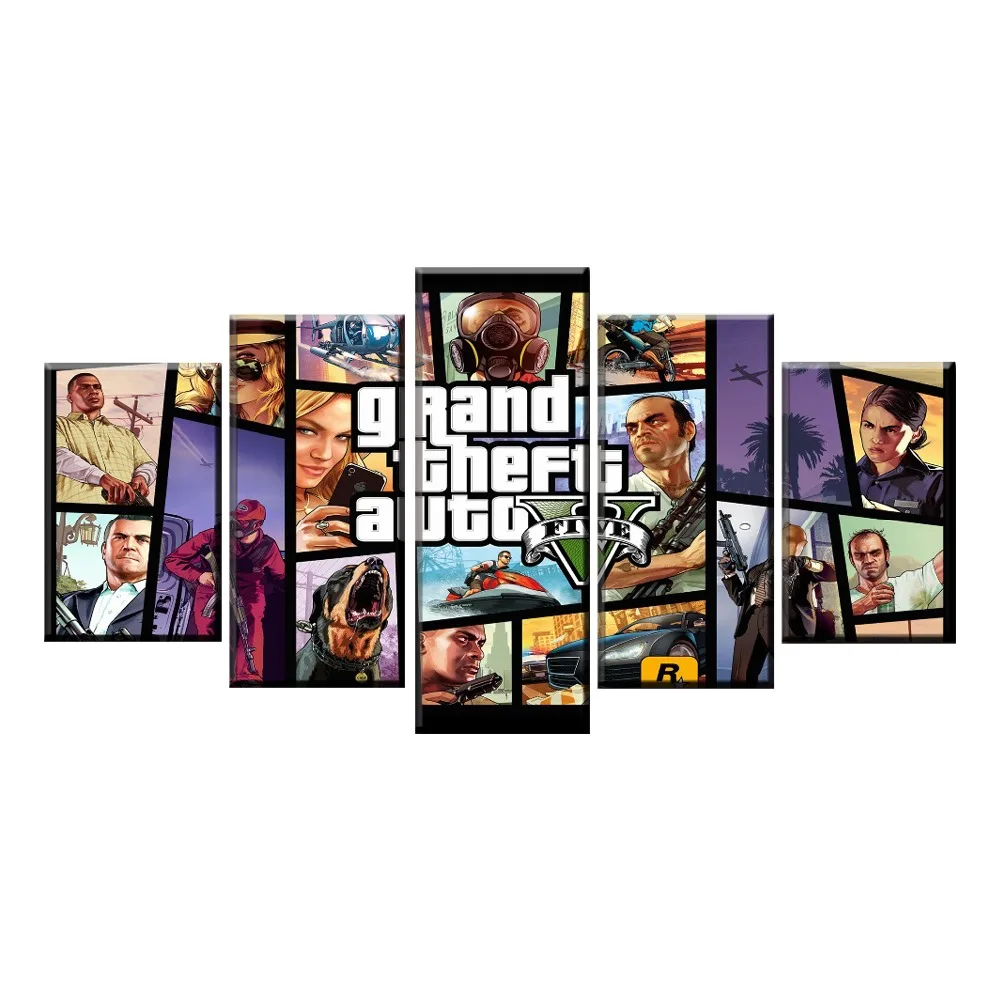 Decor Living Room Or Bedroom Wall Framework Paintings 5 Pieces Game Grand Theft Auto V Role Poster Canvas Art HD Prints Picture
Decor Living Room Or Bedroom Wall Framework Paintings 5 Pieces Game Grand Theft Auto V Role Poster Canvas Art HD Prints Picture