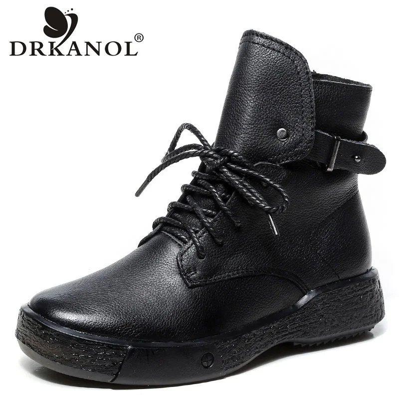 Ботинки женские DRKANOL, из натуральной коровьей кожи, на плоской подошве, с боковой молнией, теплые, зимние
Ботинки женские DRKANOL, из натуральной коровьей кожи, на плоской подошве, с боковой молнией, теплые, зимние