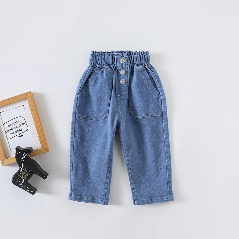 Корейский стиль весна осень Модные свободные джинсы с тремя пуговицами для