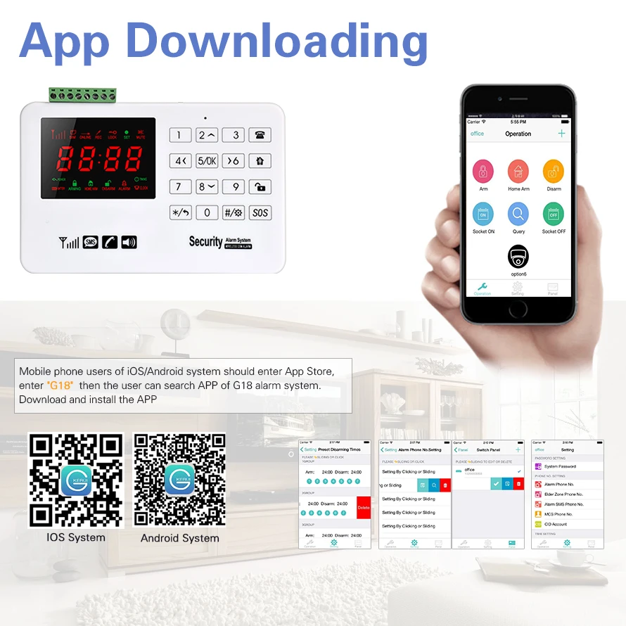 Беспроводная GSM-сигнализация с сенсорным ЖК-экраном, IOS/Android, управление через приложение, домашняя охранная сигнализация
Беспроводная GSM-сигнализация с сенсорным ЖК-экраном, IOS/Android, управление через приложение, домашняя охранная сигнализация