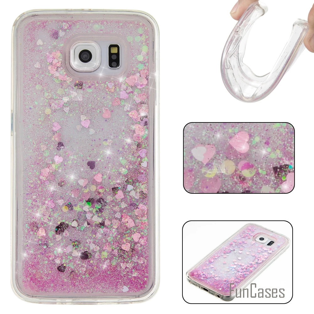 Coque Bling Любовь сердце Звезды Мягкий ТПУ чехол для телефона samsung Galaxy S6 Funda Quicksand