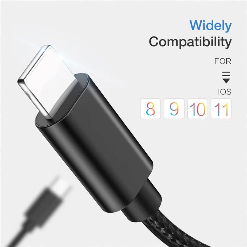 USB Cable for iPhone 8 7 6 6s Metal Alloy Nylon Braid Fast Charging X 10 SE 5 5s iPad charger | Мобильные телефоны и