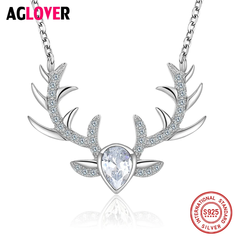 925 Sterling Silver Fine Jewelry Christmas Elk Antlers Deer AAA Crystal Choker Necklaces Pendants For Women
925 Sterling Silver Fine Jewelry Christmas Elk Antlers Deer AAA Crystal Choker Necklaces Pendants For Women