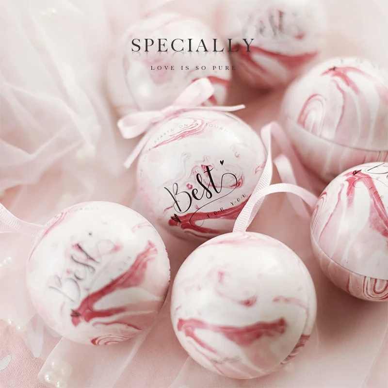 

20 шт./лот розовые мраморные Свадебные шарики для конфет в европейском стиле коробки для конфет диаметр 7 см железные Подарочные Чехлы шарики...