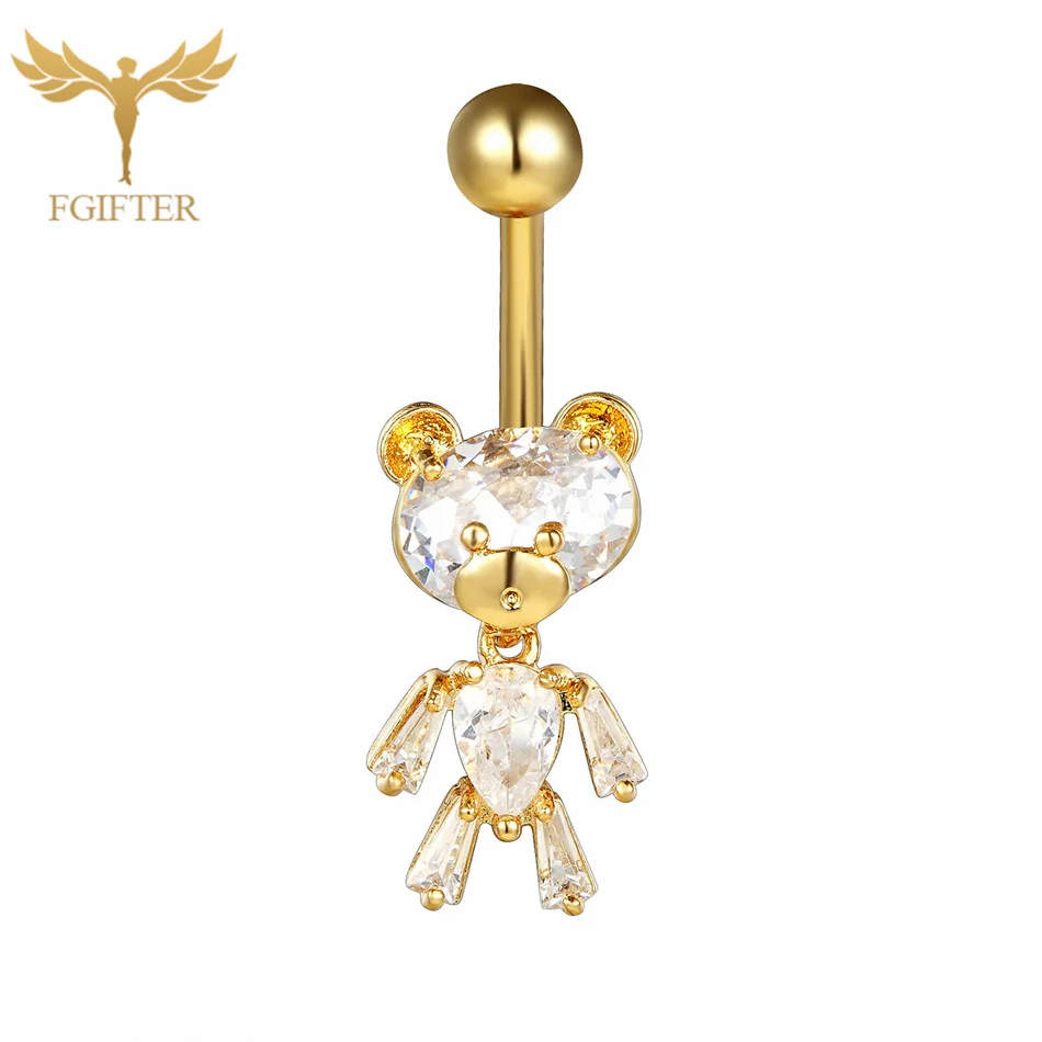 Crystal Bear Belly Rings Women Gold Bear Animal Design Dangle Navel Piercing Barbell Earring 14G Surgical Steel Body Jewelry
Crystal Bear Belly Rings Women Gold Bear Animal Design Dangle Navel Piercing Barbell Earring 14G Surgical Steel Body Jewelry