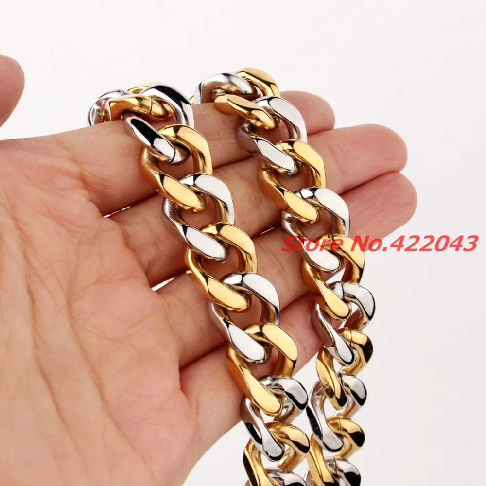 7-40" 13mm High Quality Male Jewelry 316L Stainless Steel Silver Gold Color Curb Cuban Chain Men's Boys Necklace
7-40" 13mm High Quality Male Jewelry 316L Stainless Steel Silver Gold Color Curb Cuban Chain Men's Boys Necklace
