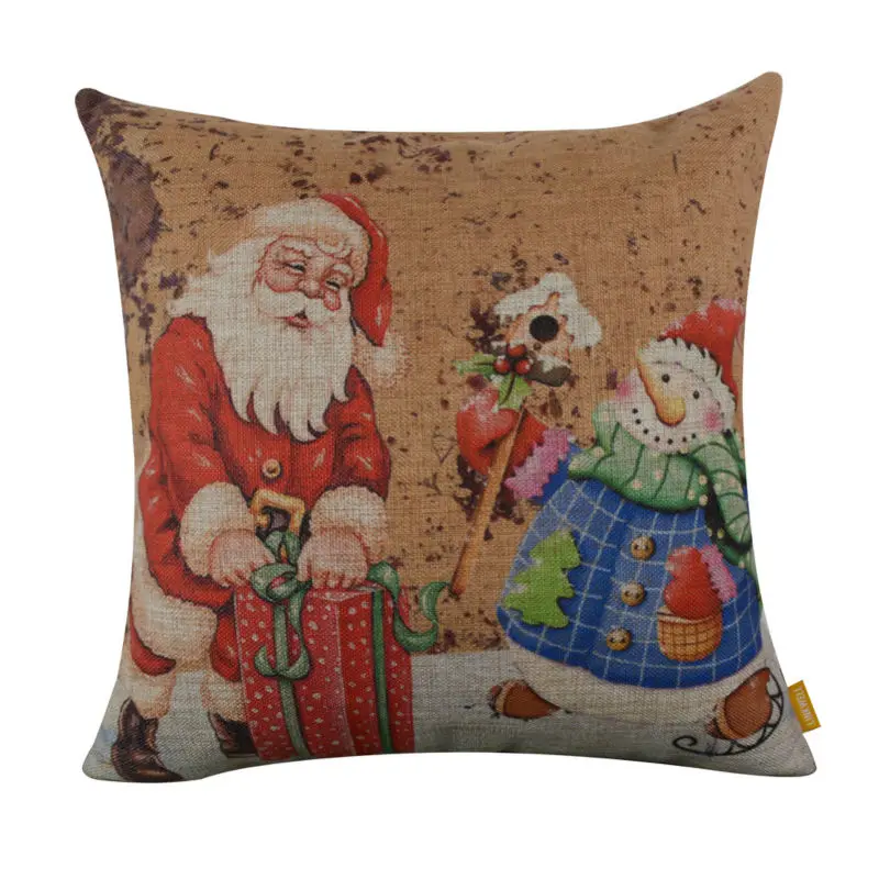 LINKWELL 18x18" Merry Christmas Gift Present Rusted Yellow Santa Claus and Snowman Burlap Cushion Cover Pillowcase Season Decor
LINKWELL 18x18" Merry Christmas Gift Present Rusted Yellow Santa Claus and Snowman Burlap Cushion Cover Pillowcase Season Decor