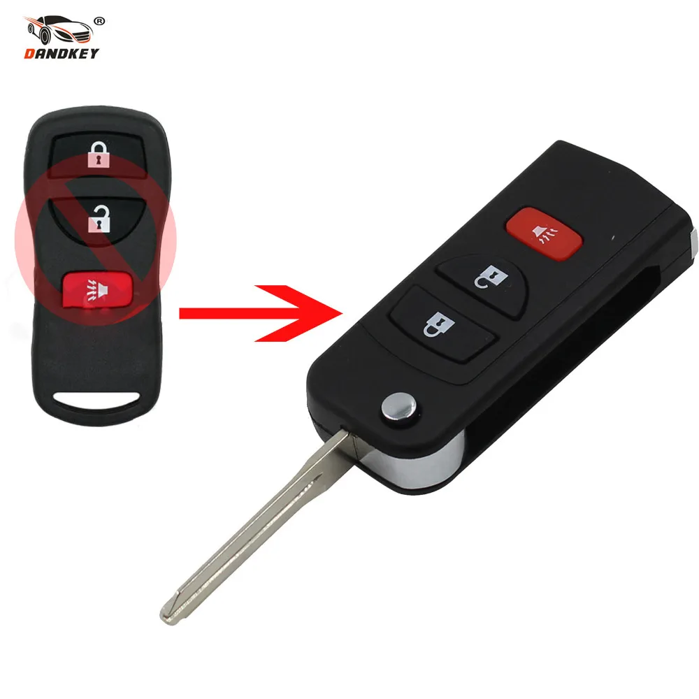 Фото 3 кнопочный корпус дистанционного ключа DANDKEY для Nissan Livina X Trail Gennis Tiida Sylphy Infiniti Xterra