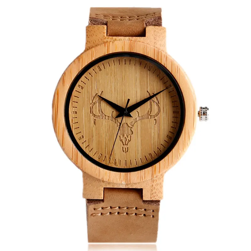 Hot Selling 2020 Cattle Head Pattern Bamboo Wooden Watches Natural Wood Handmade Wristwatches Men Women Dress Watches
Hot Selling 2020 Cattle Head Pattern Bamboo Wooden Watches Natural Wood Handmade Wristwatches Men Women Dress Watches
