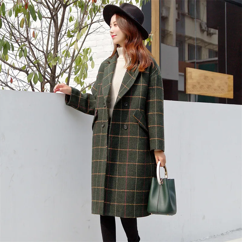 Autumn Winter Women Outerwear New Loose Medium Long Female Woolen Coat Was Thin Lattice Double-Breasted Ladies Woolen Coat Cw147
Autumn Winter Women Outerwear New Loose Medium Long Female Woolen Coat Was Thin Lattice Double-Breasted Ladies Woolen Coat Cw147