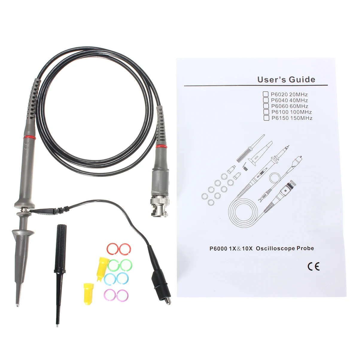 Oscilloscope High Precision 100MHz x1 x10 600V PKCATI BNC Clip Probes Clip Cable P6100
Oscilloscope High Precision 100MHz x1 x10 600V PKCATI BNC Clip Probes Clip Cable P6100