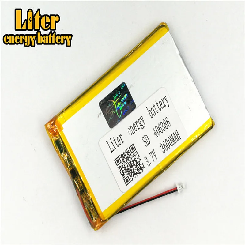 1.0MM 2pin connector 406386 3.7v 3600mah rechargeable lithium polymer Tablet PC Digital Products
1.0MM 2pin connector 406386 3.7v 3600mah rechargeable lithium polymer Tablet PC Digital Products