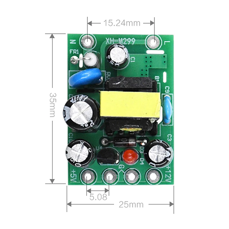 1 Pcs Mini AC-DC Converter 0.2A+5V Module Board AC 110V 220V To DC 12V