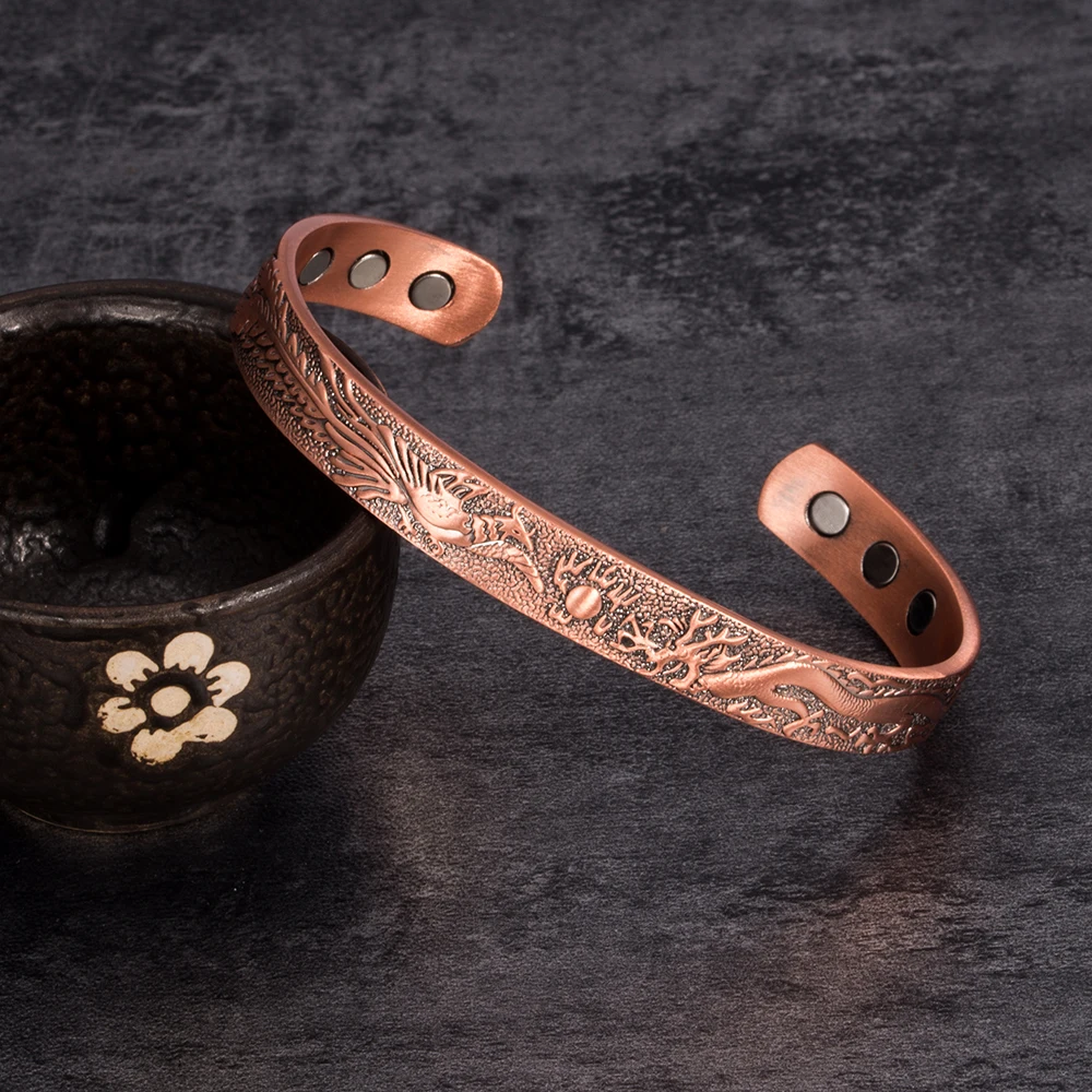 Vinterly Copper Bracelet Male Lucky Dragon and Phoenix Adjustable Cuff Bracelet Energy Magnetic Bracelets Bangles for Men Women
Vinterly Copper Bracelet Male Lucky Dragon and Phoenix Adjustable Cuff Bracelet Energy Magnetic Bracelets Bangles for Men Women