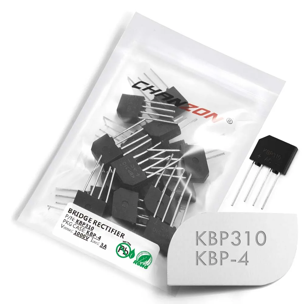 

20 Pcs Bridge Rectifier Diode KBP310 3A 1000V KBP-4 SIP-4 Single Phase Full Wave 3 Amp 1000 Volt KBP 310 Silicon