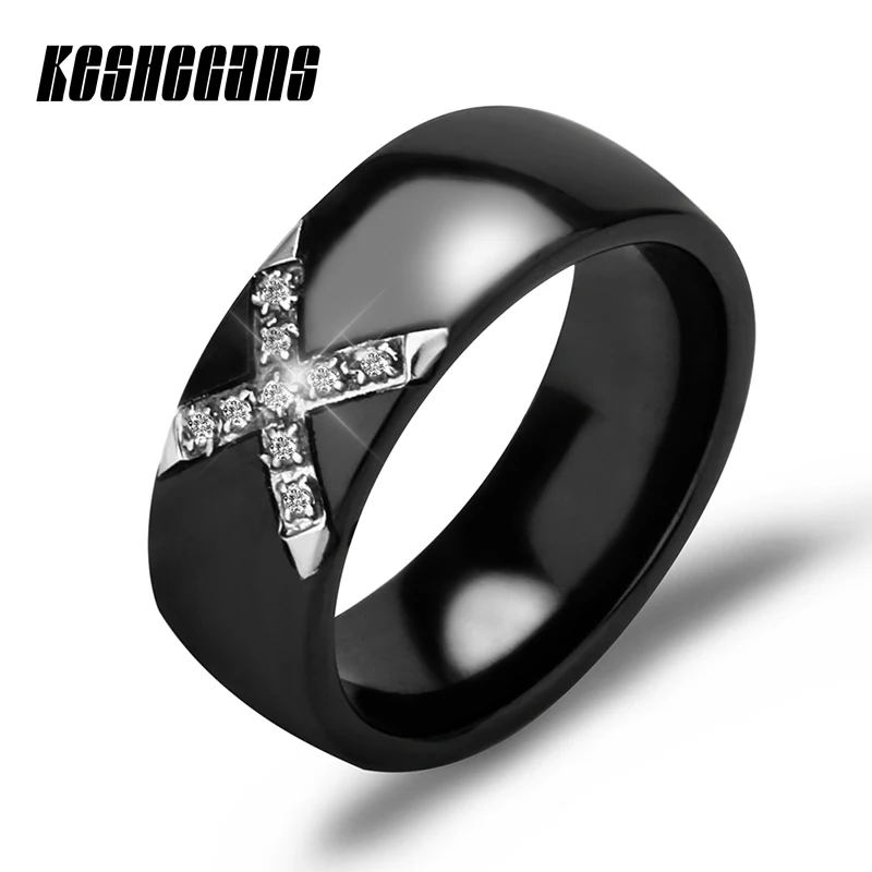 Fashion Classic Ceramic X Shape Rings Cross With Bling Rhinestone Unisex Trendy Jewelry White Black 8mm Wide For Men Women Gifts
Fashion Classic Ceramic X Shape Rings Cross With Bling Rhinestone Unisex Trendy Jewelry White Black 8mm Wide For Men Women Gifts