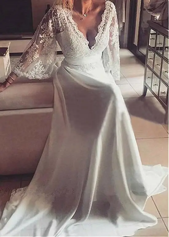 Backless Vestido De Noiva Wedding Dresses A-line 3/4 Sleeves Chiffon Lace Beach Boho Dubai Arabic Wedding Gown Bridal
Backless Vestido De Noiva Wedding Dresses A-line 3/4 Sleeves Chiffon Lace Beach Boho Dubai Arabic Wedding Gown Bridal