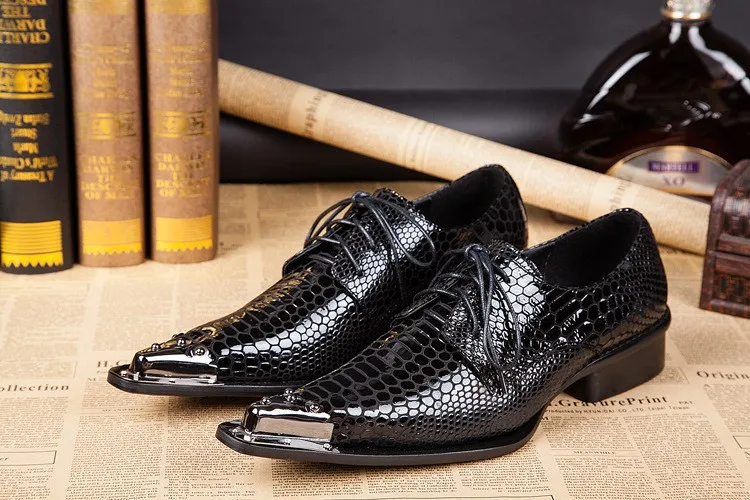 Genuine leather Mens Shoes Lace up Flats Metal pointed toe Patent leather Man Business Shoes Oxfords Wedding Dress Shoes Size 46
Genuine leather Mens Shoes Lace up Flats Metal pointed toe Patent leather Man Business Shoes Oxfords Wedding Dress Shoes Size 46