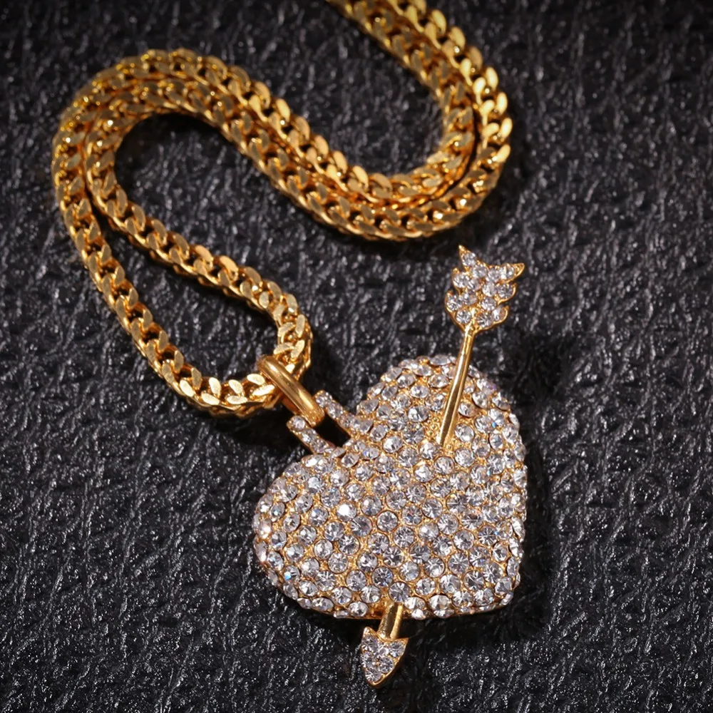Hip Hop Full Rhinestones Bling Iced Out Gold Silver Color Stainless Steel Heart Shape Pendants Necklace for Women Men Jewelry
Hip Hop Full Rhinestones Bling Iced Out Gold Silver Color Stainless Steel Heart Shape Pendants Necklace for Women Men Jewelry