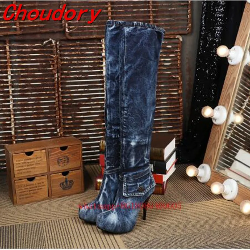 Choudory Women Barreled blue denim Boots 2022 High Heels Jean Boots Women OverKnee Thigh High Boots Fashion Denim platform Shoes
Choudory Women Barreled blue denim Boots 2022 High Heels Jean Boots Women OverKnee Thigh High Boots Fashion Denim platform Shoes