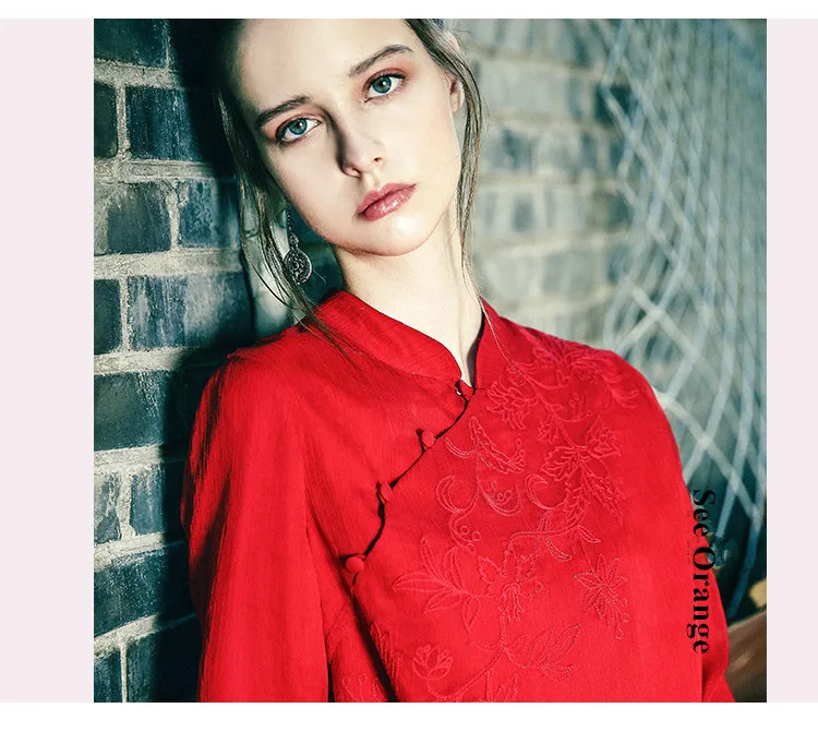 See Orange Red Chiffon Chinese Dress Women Three Quater Sleeve Chinese Traditional Dress Vintage Embroidery Robe Chinoise SQ3348
See Orange Red Chiffon Chinese Dress Women Three Quater Sleeve Chinese Traditional Dress Vintage Embroidery Robe Chinoise SQ3348
