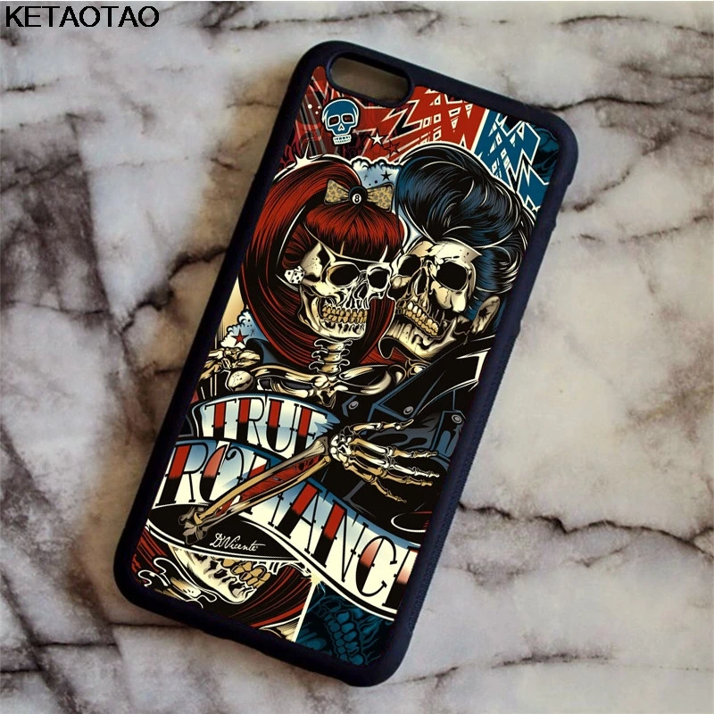 KETAOTAO карамельный Череп Рок н ролл телефонные чехлы для iPhone 4S 5C 5S 6 6S 7 8 Plus X Samsung NOTE