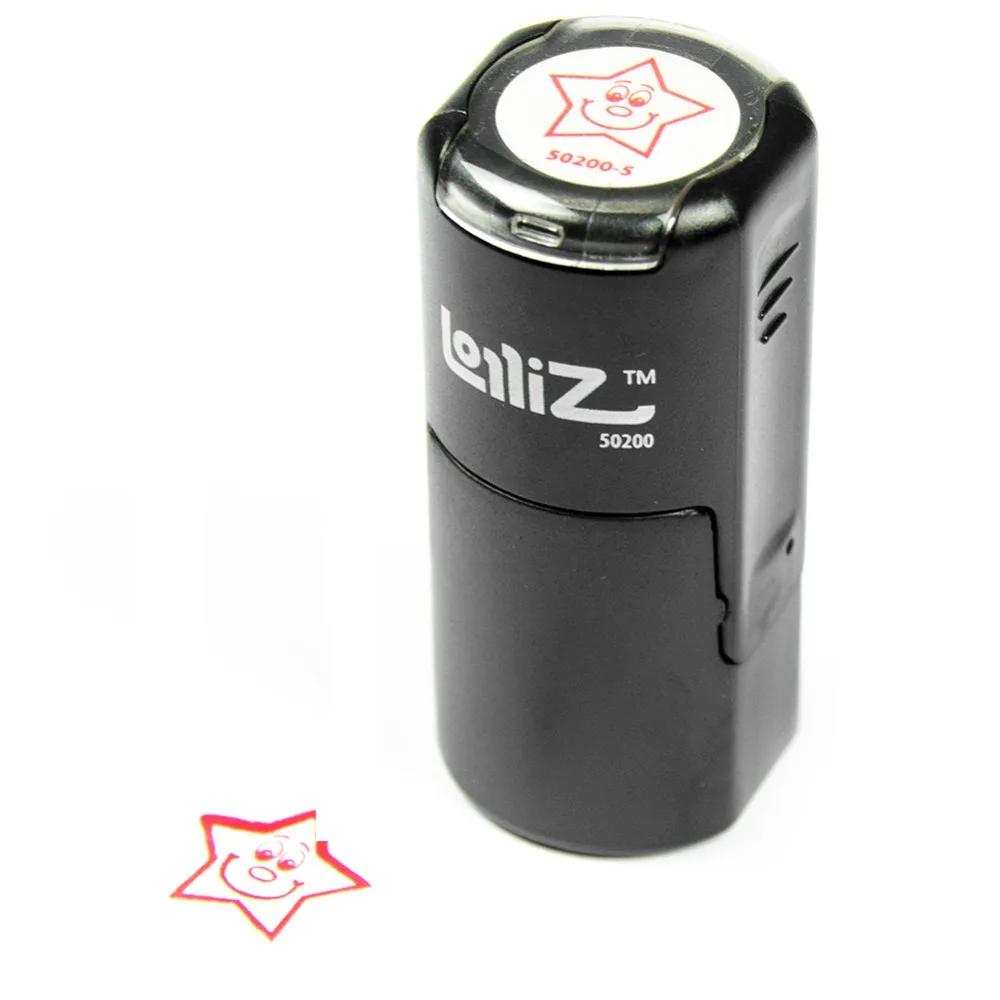 LolliZ Stamp "HAPPY STAR" Round Self-Inking Teacher Stamp with Lid. RED Color, Laser Engraved Rubber
LolliZ Stamp "HAPPY STAR" Round Self-Inking Teacher Stamp with Lid. RED Color, Laser Engraved Rubber