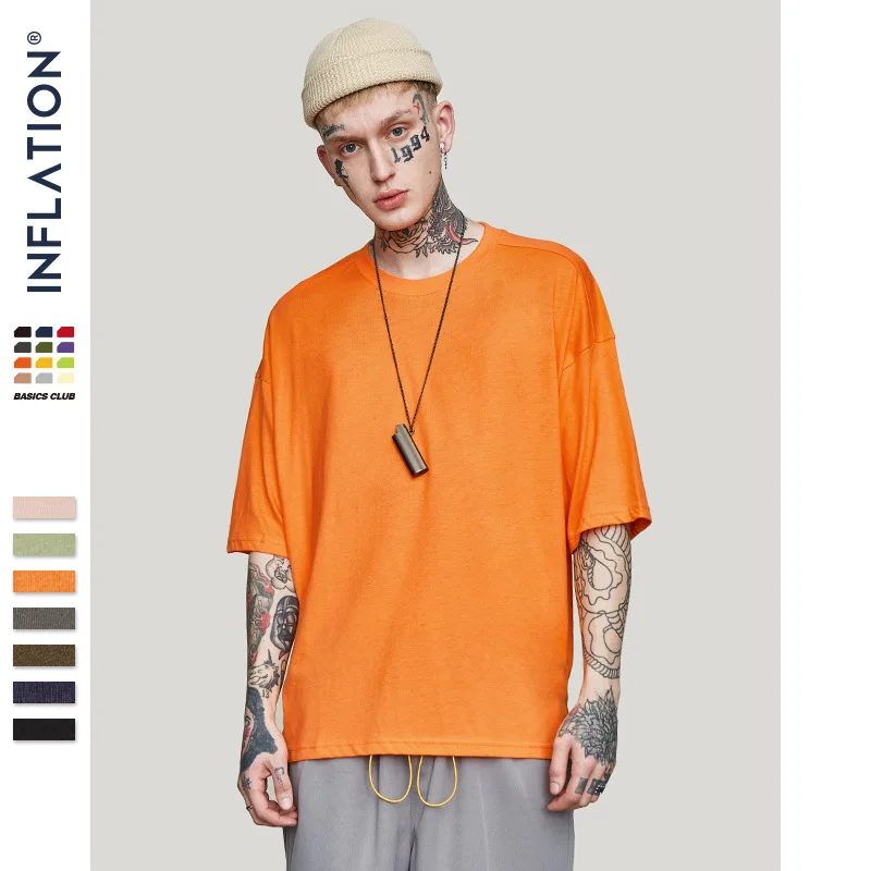 2019 spring and summer new fashion youth loose European American solid color men's T-shirt short-sleeved | Мужская одежда
