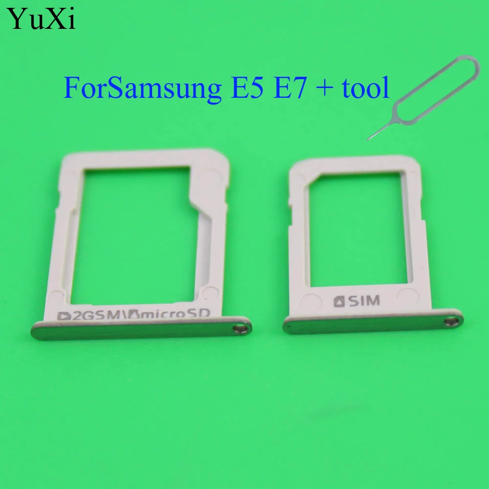

Держатель лотка для sim-карт YuXi + слот для Micro SD, адаптеры для Samsung Galaxy E5 E500 E7 E700, запчасти серебристого цвета