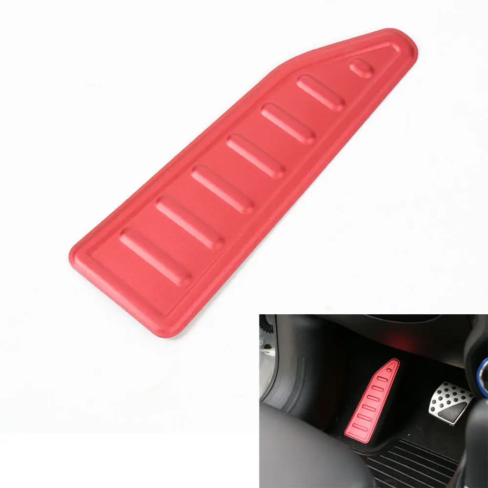 

BBQ@FUKA Left Side Drive Car Foot Rest Pedal Panel Cover Trim Aluminum Alloy Red & Silver Color Fit for Jeep Renegade 2015 2016