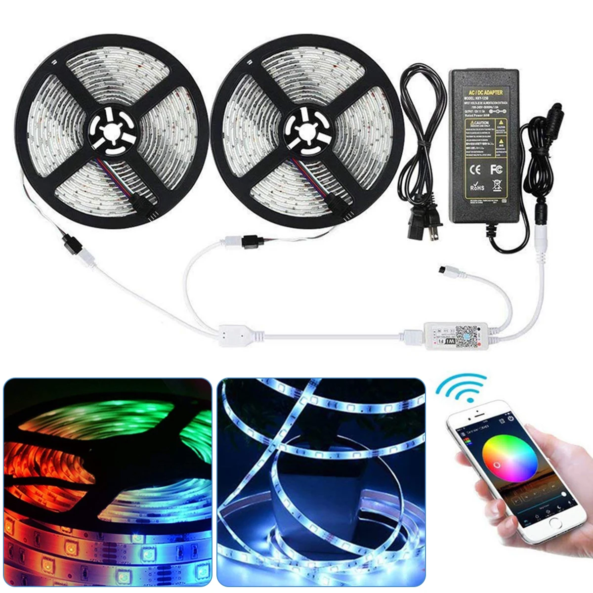 WiFi Wireless Smart Phone Controlled 32.8ft Waterproof LED Bar Strip Light Kit LED Strip Lights Remote Control Compatible
WiFi Wireless Smart Phone Controlled 32.8ft Waterproof LED Bar Strip Light Kit LED Strip Lights Remote Control Compatible