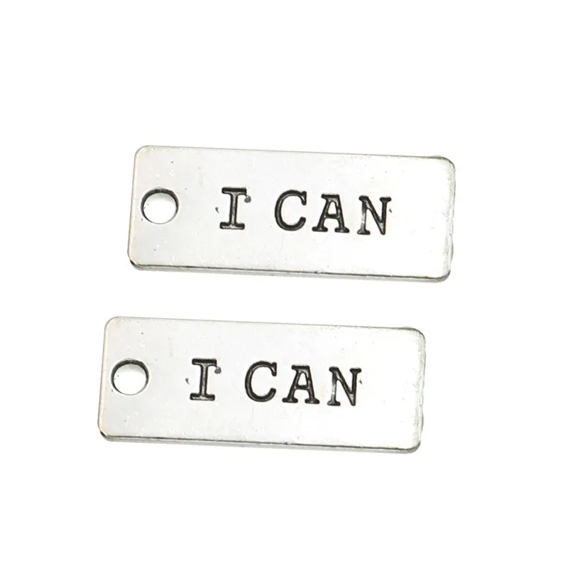 10pcs Tibetan Silver Plated "I CAN" Charms Pendants for Bracelet Necklace Jewelry Making DIY Handmade Craft 20X8mm
10pcs Tibetan Silver Plated "I CAN" Charms Pendants for Bracelet Necklace Jewelry Making DIY Handmade Craft 20X8mm