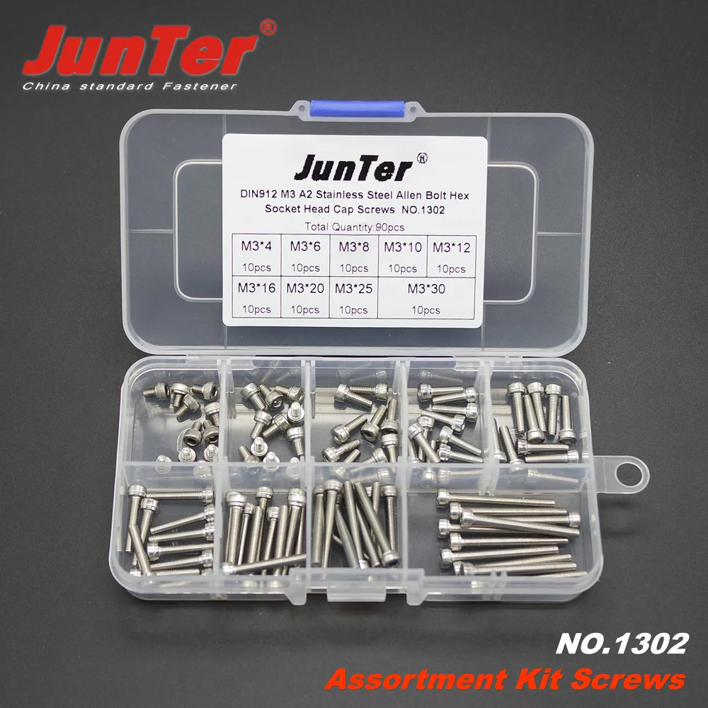 90pcs M3 (3mm) A2 Stainless Steel DIN912 Allen Bolts Hex Socket Head Cap Screws Assortment Kit NO.1302
90pcs M3 (3mm) A2 Stainless Steel DIN912 Allen Bolts Hex Socket Head Cap Screws Assortment Kit NO.1302