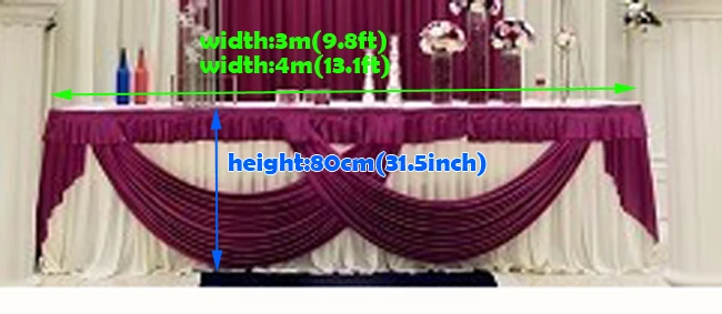 White with Burgundy Wedding Table Swag Table Skirt Wedding Decoration with Top Cover
White with Burgundy Wedding Table Swag Table Skirt Wedding Decoration with Top Cover
