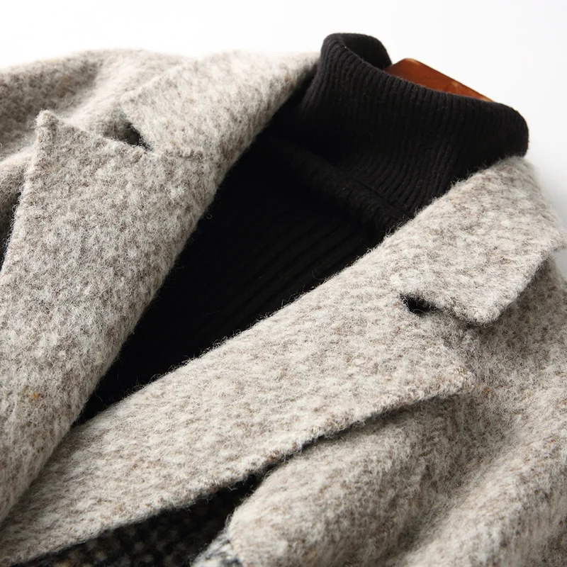 Модные шерстяные и yakwool лоскутное двойной уход за кожей лица пальто для женщин